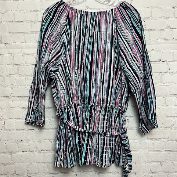 Lane Bryant Faux Wrap Striped Blouse - Picture 6 of 11